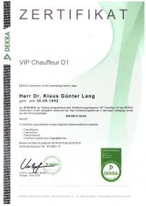 DEKRA D1 Zertifikat VIP Chauffeur